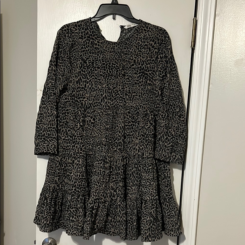 Zara Animal Print Dress with Black Accents